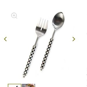 NIB Mackenzie-Childs Supper Club Salad Serving Set- Courtly Check